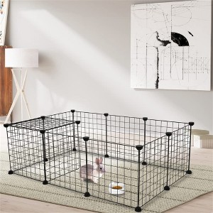 12-Piece Portable Pet Playpen - Expandable Metal Wire Fence for Indoor/Outdoor Use, Easy DIY Assembly for Rabbits, Guinea Pigs & Small Pets - 1 of 4
