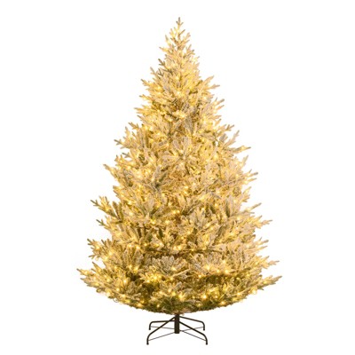 Tangkula 8 FT Pre-Lit Artificial Christmas Tree w/ 1470 Branch Tips Warm White LED Lights