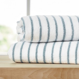 Cabana Stripe 100% Cotton Pool and Beach Towels - Pack of 2 or 4 - Oversized, Absorbent, Quick-Dry Towels - Becky Cameron - 1 of 4