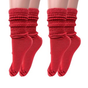 Slouch Socks for Women Cotton Lightweight Scrunch Knee High Socks 2 Pairs Fits Shoe Sizes 5-10 - 1 of 1