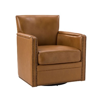 Gabino 29'' Wide Genuine Leather Swivel Chair | ARTFUL LIVING DESIGN