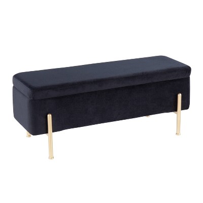 Avignon Script - Patterned French Laundry Fabric Storage Ottoman Bench ...