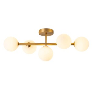 LLHZSY 5-Light Dimmable Semi Flush Mount Ceiling Light with Globe Opal Shade - W26 2/5" - 1 of 4