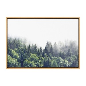 Kate and Laurel Sylvie Lush Green Forest On A Foggy Day Framed Canvas by The Creative Bunch Studio, 23x33, Natural - 1 of 4