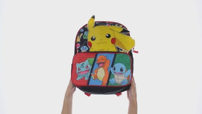 Pokemon Pikachu Charmander 16 Inch School Backpack and Attachable Pokeball Lunch  Bag