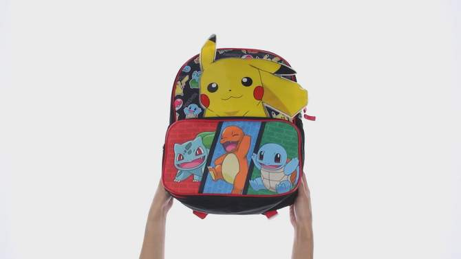 Pokemon 3D Pikachu Bulbasaur Squirtle Charmander 14" Kids School Backpack Multicoloured, 2 of 6, play video