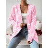 Coolmee Women's Fall Winter Long Sleeves Open Front Heart Print Knitted Sweater Cardigan Coat Outwear - 2 of 4