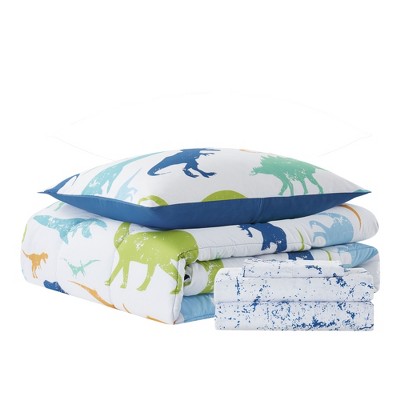Twin Dinosaur Print Microfiber Down Alternative Bed in a Bag