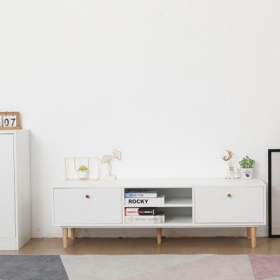 NicBex Modern Functional TV Stand Modern Elegant Entertainment Center with 2 Drawers TV Cabinet with Solid Wood Legs for Living Room
