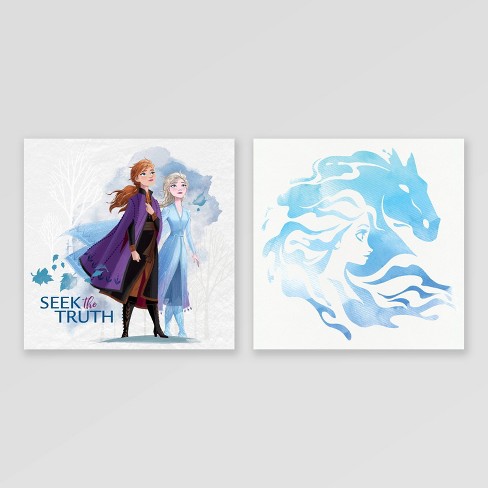 Frozen 2 2pk Glitter Embellished Canvas Wall Decor