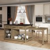 Extendable Kitchen Island with Storage, Retro Kitchen Cart with Power Outlets, Drawers & Shelves, Rolling Kitchen Workstation - ModernLuxe - 3 of 4