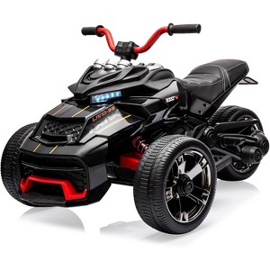 12V Kids Electric 3-Wheel Ride-On Car with Parent Remote Control, 2x55W Motors, 2 Speeds, LED Lights, Music, USB, Suspension & EVA Tires - 1 of 4