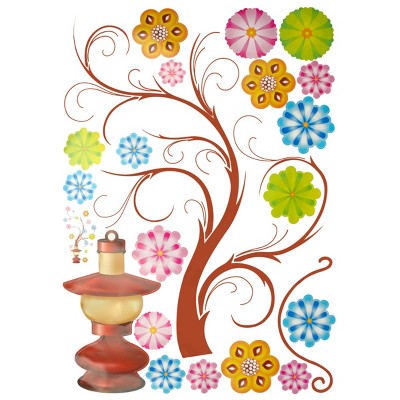Slickblue Flower Lamp Wall Art Decal 20.1x30.7 inch – Waterproof Vinyl Stickers for Smooth Surfaces