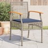 vidaXL Patio Chairs with Cushions Outdoor 4 Pcs Gray Poly Rattan Acacia Wood - 2 of 4