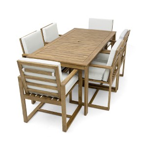 TiramisuBest Patio Dining Set Outdoor Dining Table and Chair Set with  and Removable Cushions for Patio, Backyard, Garden, Light Teak - 1 of 4