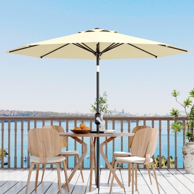 7.5ft Patio Umbrella, Table Umbrella Outdoor Patio with Crank Lift & Push Button Tilt, 6 Sturdy Ribs for Yard, Deck, Pool