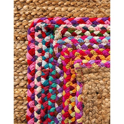 Handmade Blue and Brown Braided Jute 5' x 8' Area Rug