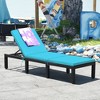 Tangkula 2PCS Adjustable Rattan Patio Chaise Lounge Chair Couch w/ Turquoise Cushion - 4 of 4
