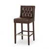 High Bar Stool Set Of 2,Armless Upholstered Bar Stool ,Kitchen Chairs With Wood Legs Footrest,Counter Reception Chair Tufted Back-Cuddlewood - 4 of 4