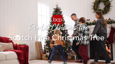 6ft Pre-Lit Full Scotch Pine Christmas Tree with Multicolor LED Lights