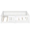CAVINAS Twin/Full Size White Bed Frame with Heightened Guardrails,Solid Wood Floor Bed for Kids Room,Bedroom - 4 of 4