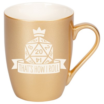 100 North Dice 10 Ounce Vegas Gold Metallic Finish, Comfortably Fits Your Hands, New Bone China Coffee Tea Cup Mug, That's How I Roll