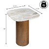 JONATAHN Y Milos 18" Rustic Minimalist Square Marble/Wood Accent Table - 4 of 4