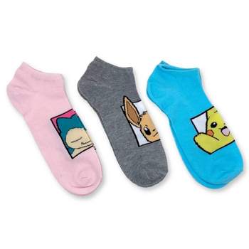 Pokemon 3pk Ankle Socks - Pikachu/Eevee/Snorlax