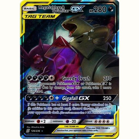 Pokemon Unified Minds Ultra Rare Holo Mega Sableye And Tyranitar Gx 126