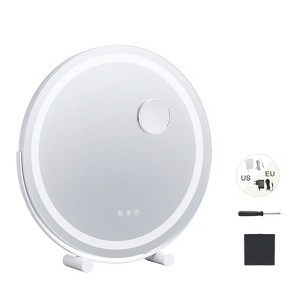 VEVOR 20”Vanity Mirror With Lights,LED Makeup Mirror 3 Color Lighting Modes,with 5X Magnification Mirror,Smart Touch Control, 360°Rotation,Round,White - 1 of 4