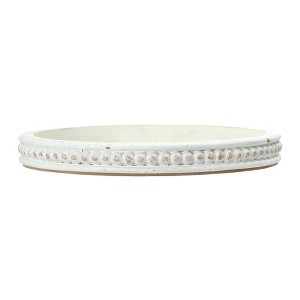 Decorative Round Wood Tray with Hobnail Edge - 1 of 4