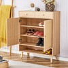 NicBex 4-Tier Shoe Cabinet with 2 Doors,Rattan Shoe Organizer with 2 Drawers for Entryway,Hallway,Living Room - 2 of 4