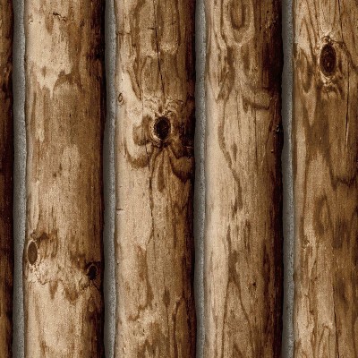 RoomMates Cabin Logs Peel & Stick Wallpaper
