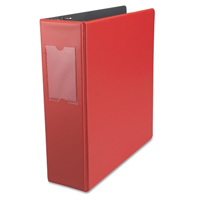 UNIVERSAL Economy Non-View Round Ring Binder With Label Holder 3" Capacity Red 35413
