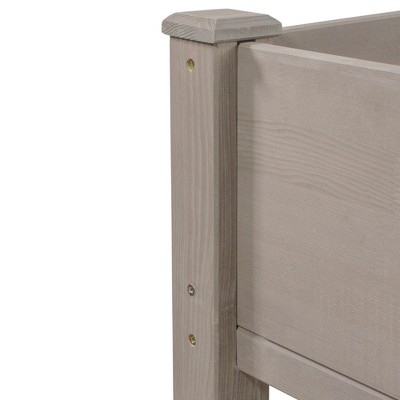 Light Brown Hemlock Wood Raised Garden Bed Planter Box with Liner