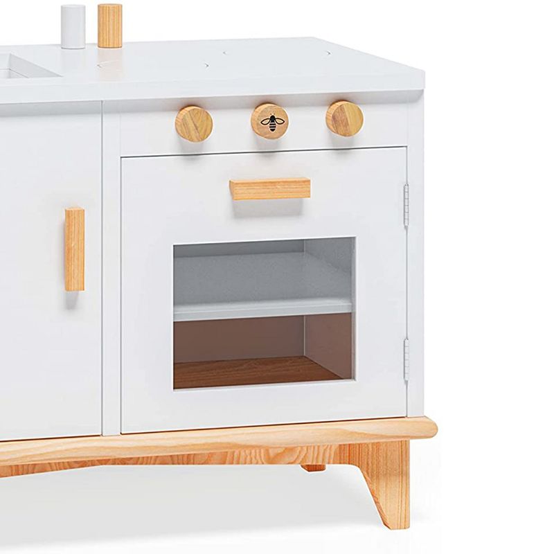 Be Mindful Boys and Girls Wooden Kitchen Playset with Sink and Oven for Kids and Toddlers Ages 3 to 6 Years, White/Natural, 2 of 9