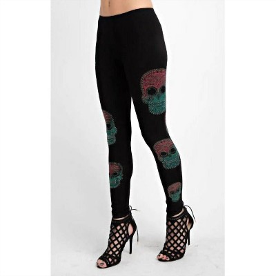 Women's Rhinestone Sugar Skulls Leggings - VOCAL APPAREL