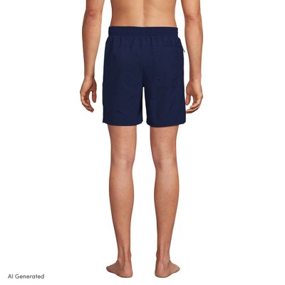 Мужские брюки Lands' End Men's 7 Inch Volley Hydroliner Swim Trunks - X Large - Deep Sea Navy — фото 2