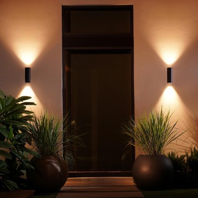 Black LED Smart Outdoor Wall Lantern with Color Ambiance