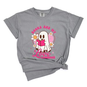 Books Are My Love Language Ghost - Women's Garment Dyed Graphic T-Shirt - 1 of 4
