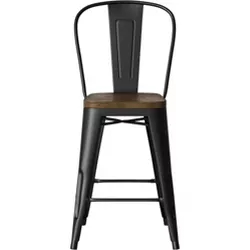 Carlisle Wood Seat Backed Counter Height Barstool Matte Black - Threshold™
