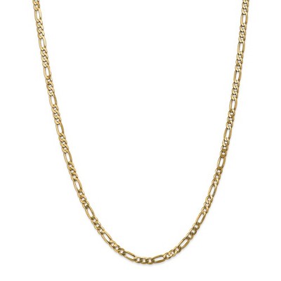 Black Bow Jewelry 4mm 14k Yellow Gold Solid Flat Figaro Chain Necklace