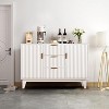 Fluted Sideboard Buffet Cabinet, 47.2in Large Accent Coffee Bar Cupboard Storage Cabinet with 3 Drawers 2 Doors for Kitchen Living Room Entryway - 2 of 4