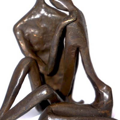 Small Bronze Couple Embracing Sculpture