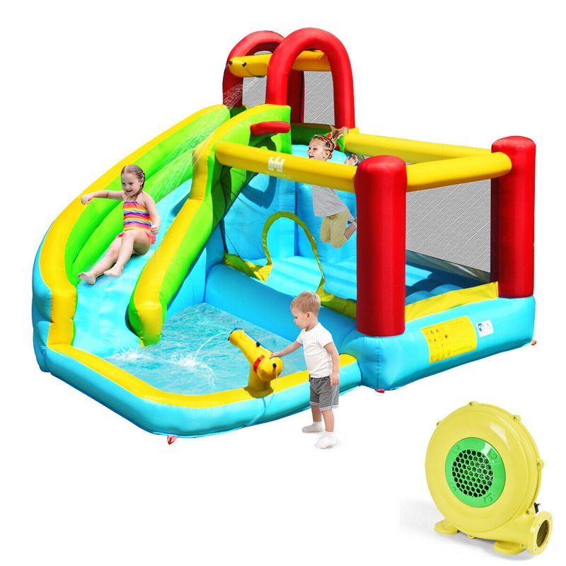Costway Inflatable Kids Water Slide Jumper Bounce House Splash Water Pool W/ 480W Blower, 1 of 11