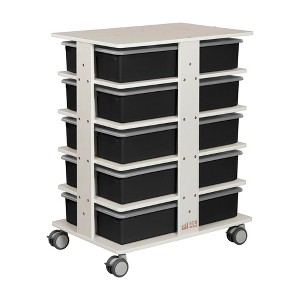 ECR4Kids 20-Compartment Mobile Storage Tower with Cubby Bins with Lids, 5x4, White Wash - 1 of 4