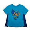 Dog Man Superhero Costume Boy's Blue Crew Neck Short Sleeve T-shirt With Detachable Cape - 4 of 4