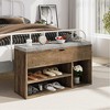 Whizmax Shoe Storage Bench, Shoe Rack Benches with Cushioned Seat, 2 Tiers of Shelves, and Lift-Top Storage Box for Entryway, Living Room, Bedroom - 3 of 4