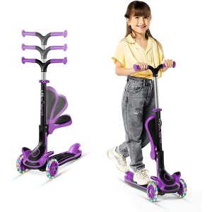 Lifemaster Kids Scooter – Foldable Seat – LED Wheel Lights Illuminate When Rolling – Children and Toddler 3 Wheel Kick Scooter - 1 of 4
