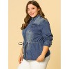 Agnes Orinda Women's Plus Size Outerwear Zip Closure Drawstring Denim Jacket - 4 of 4